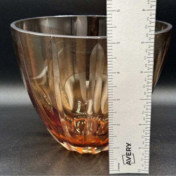 Mid-Century Modern Amber Brown Crystal Etched Glass Display or Fruit Bowl - Picture 9 of 12